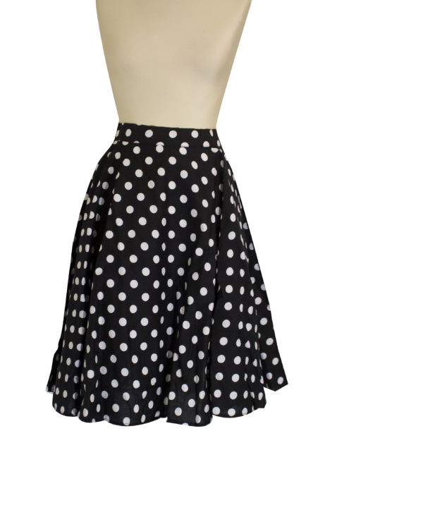 Flared Polkadot Midi Skirt