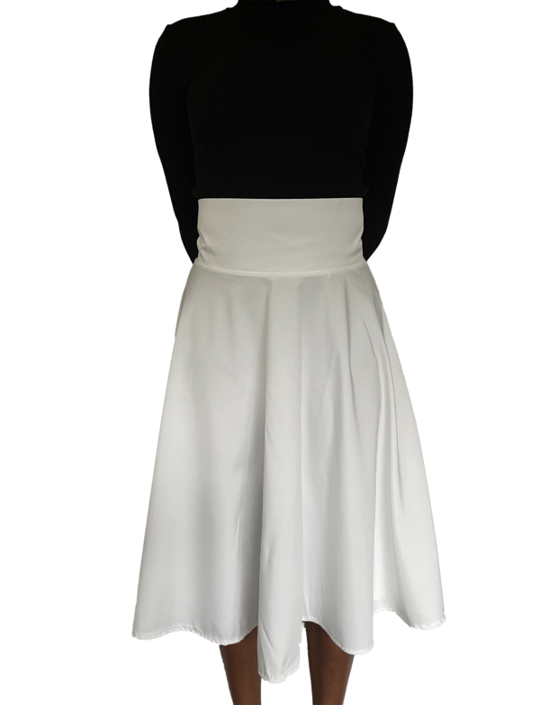 Flared White Midi Skirt