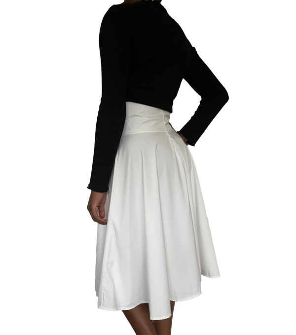 Flared White Midi Skirt - Image 3